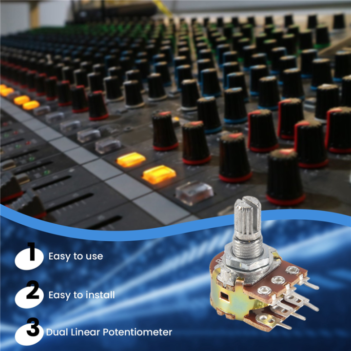 10PCS%20Top%20Adjustment%20Linear%20Dual%20Knurled%20Shaft%20Potentiometer%2050K%20Ohm%20B50K%20-%20Image%204