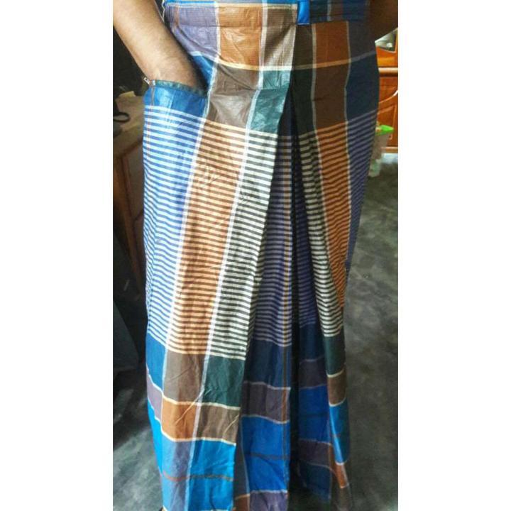 Pocket Lungi - SR Tarun Lungi - 100% cotton - Exclusive Design - Paka Rong - Selai Kora - Stitched - Lungi For Men - 5.5 Hand Lungi