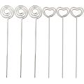 60 Pieces Metal Wires Memo Clip Note Card Holders Table Number Clip Photo Stand for Wedding Party Cake Decor, Round and Heart Shape, Silvery. 