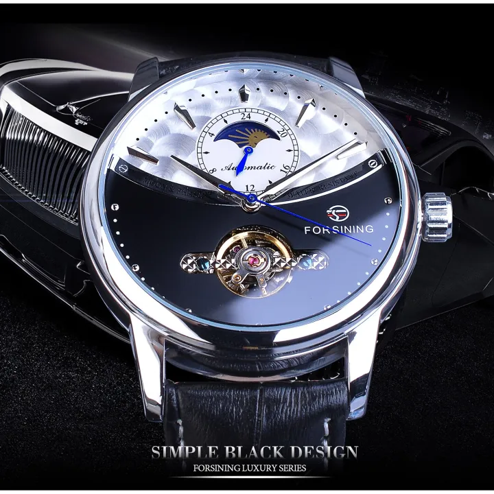 Forsining%20Man%20Watch%20Relogio%20Automatic%20Mechanical%20Black%20White%20Moon%20Phase%20Business%20Skeleton%20Tourbillon%20Leather%20Band%20Masculino%20-%20Image%204
