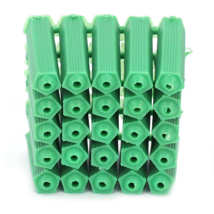 100Pcs M6 Expansion Pipe Plastic Wall Plug Fixing Tube Green H MF