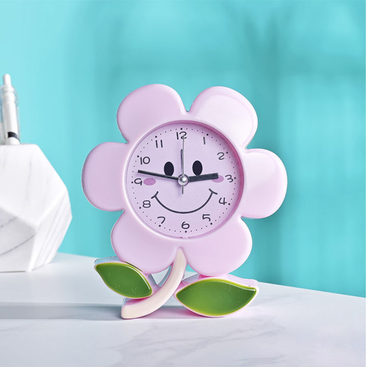 1PC Lovely Premium Colorful Flower Shape Creative Bedside Clock Alarm Clock Desktop Decoration for Kids Students Ramdon Color