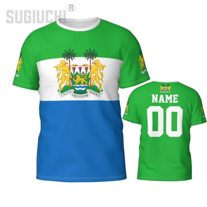 Custom Name Number Sierra Leone Flag Emblem 3D T-shirts For Men Women Tees jersey team Clothes Soccer Football Fans Gift T shirt