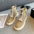 Women's Pocket Canvas Martin Boots2023Autumn Internet Hot Korean Style round Head Lace-up Platform All-Match British Style Booties. 