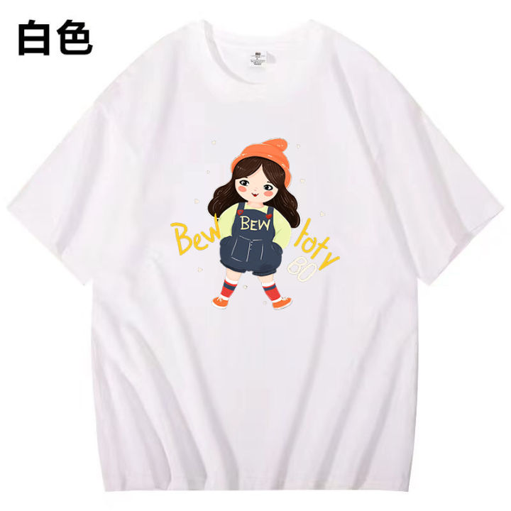 Fun%20Cartoon%20Girl%20Letter%20Print%20Short-Sleeve%20T%20T-shirt%20Women's%20Top%20Couple%20Casual%20Japanese%20Versatile%20College%20Style%20chic%20-%20Image%203