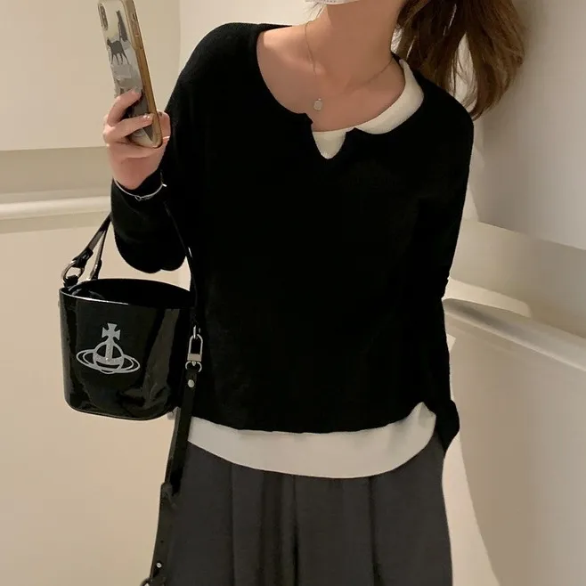 Fake%20Two-Piece%20Knitted%20Sweaters%20Sweater%20Women's%20Spring%20Autumn%20and%20Winter%20Undershirt%20French%20off-Shoulder%20Chic%20as%20Soft%20Glutinous%20Inner%20Wear%20Blouse%20-%20Image%203