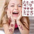 Brown Henna Tattoo Sticker for Children Waterproof Temporary Tattoos Small Size Mehndi Tattoo for Hand Girl Sleeve Body Art.