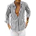 Men's Casual Blouse Shirt Stripe Printing Loose Tops Long Sleeve Tee Shirt Spring Autumn Casual Handsome Men's Shirts 2023 New.