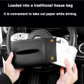 【Toy life hall】Car leather tissue box car sun visor tissue bag car interior central control storage box suitable for Honda CITY CIVIC HRV CRV Accord Odyssey VEZEL(# Black).