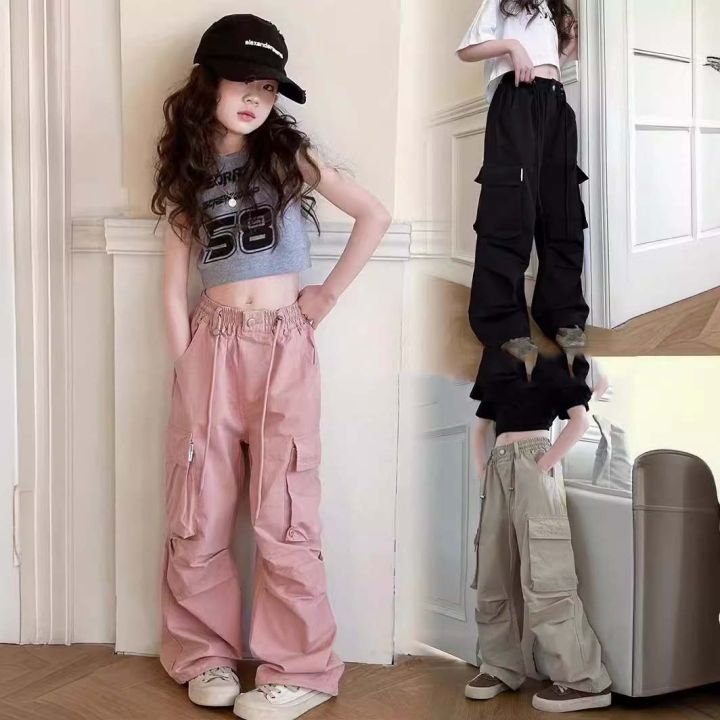 ZOETOP 2024 Korean Spring Autumn School Girl Sport Pants Trousers Junior Girl Comfortable Cargo Pants Child Girls Casual Pants
