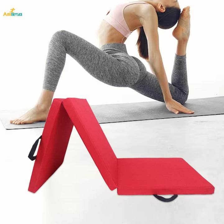 Three Fold Folding Exercise Mat Foldable Yoga Mat Waterproof Unisex Thick Protective Flooring with Carrying Handle Yoga Pad for Yoga Fitness