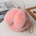 Fur Bag Bag Women's Hand Plush Bag Bag Bunny Ears Fashion Round 2020 New Imitation Fur Bunny Bag Bag.