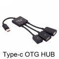 3 in1 3 Port USB-c Type-c 3.1 Male to USB 2.0 OTG HUB Adapter Cable Converter. 
