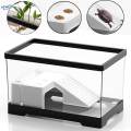 Turtle Tank Box Basking Ramp Hideout Tortoise Enclosure Starter Indoor Decor Medium Black.