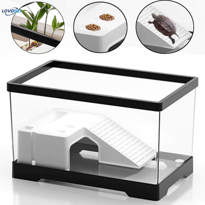 Turtle%20Tank%20Box%20Basking%20Ramp%20Hideout%20Tortoise%20Enclosure%20Starter%20Indoor%20Decor%20Medium%20Black%20-%20Image%205