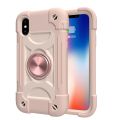 For iPhone XS Max Shockproof Silicone + PC Protective Case with Dual-Ring Holder. 