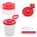 2 Large Salt and Pepper Shakers with Red Covers Lids Jar Dispenser.