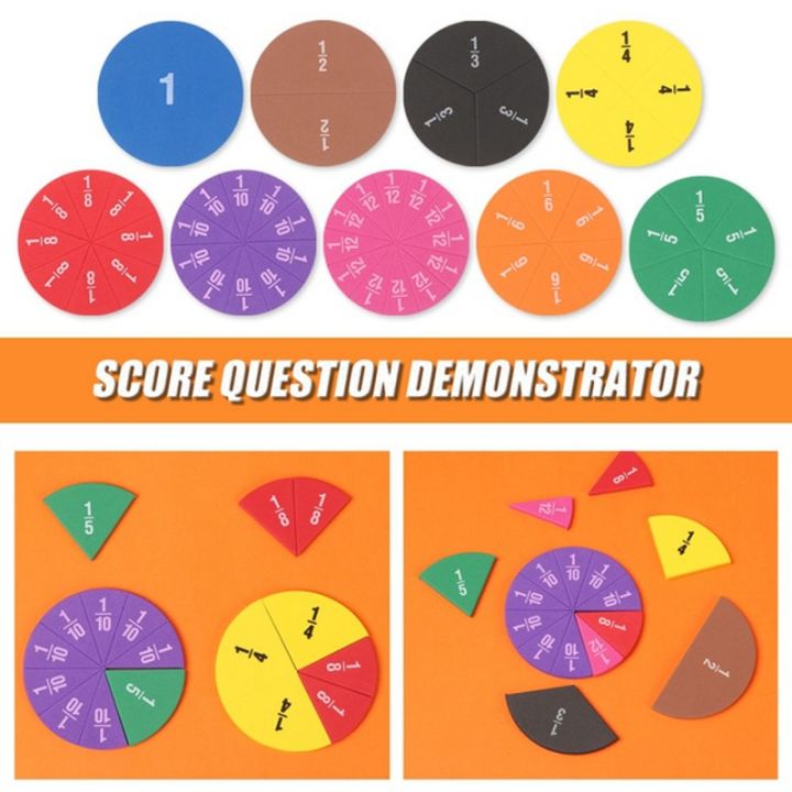 9Pcs/Set EVA Addition Subtraction Fractions Instrument Round Math Teaching Aids Score Question Demonstrator Student Teaching Tools