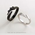Y1UE 2Pcs Simple Angel Devil Open Matching Ring Set Angel Devil Open Ring For Couple.