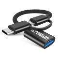 STONEGO 2 in 1 OTG Adapter Cable Nylon Braid USB 3.0 to Micro USB Type C Data Sync Adapter for Huawei for MacBook U Disk OTG.
