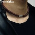 Men's Choker Necklace Black Brown Braided Leather Necklace for Men Stainless Steel Magnetic Clasp Male Jewelry Gifts UNM27A.
