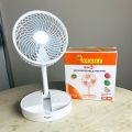 JOYKALY YG-733 AC/DC Rechargeable 2400mAh Lithium Battery Strong Wind Foldable Desk Fan With Lamp. 