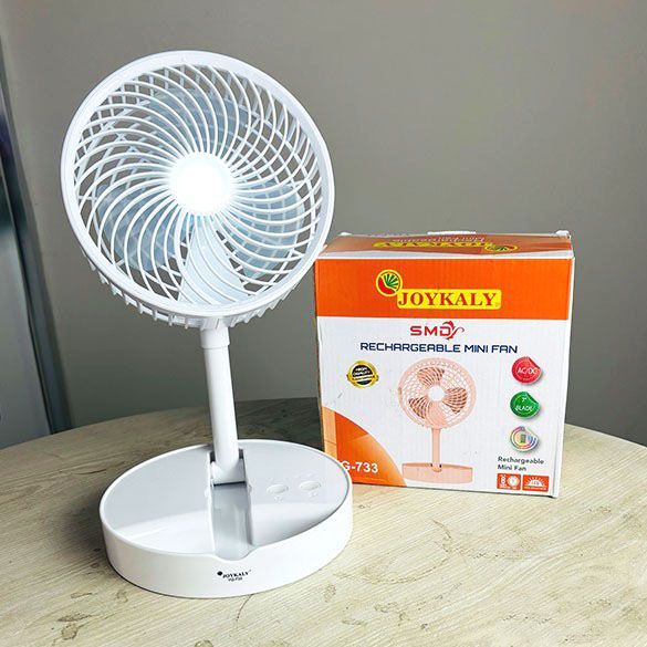 JOYKALY YG-733 AC/DC Rechargeable 2400mAh Lithium Battery Strong Wind Foldable Desk Fan With Lamp