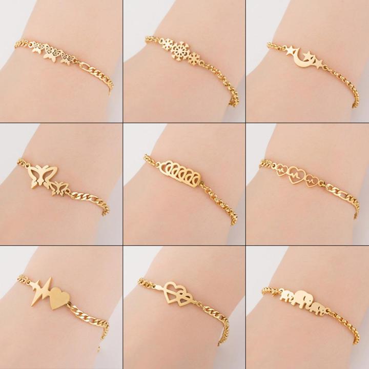 1PC 304 Stainless Steel Stylish Bracelets Gold Color Fashion