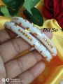 Unique and Gorgious Golden Metal Works Plastic Shakha Pola Bangles. It's for Women White, Party, Wedding, Anniversary, Durga Puja & All Time Use.. 