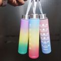 Rainbow colour Frosted Plastic Bottle Colorful water bottle eco friendly frosted plastic water bottle 280ml.