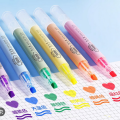 6 Colors Highlighter Pen Pastel Marker Fluorescent School Supplies Aesthetic Student.