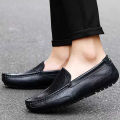 Leather slip moccasins loafers casual shoes for men driving.