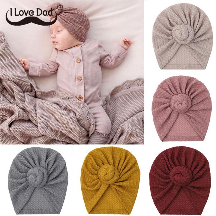 Winter Solid Color Newborn Baby Hat Cute Knotted Boy Girl Bonnet