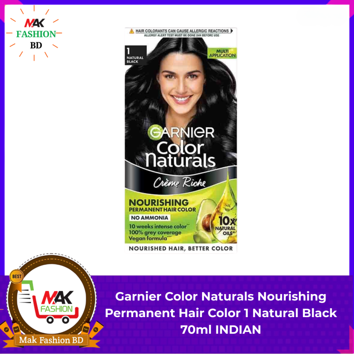 Garnier Color Naturals Nourishing Permanent Hair Color 1 Natural Black 70ml INDIAN