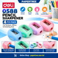 Deli 0588 Pencil Sharpener 4 Pcs Pack for School Office & Drawing Use.