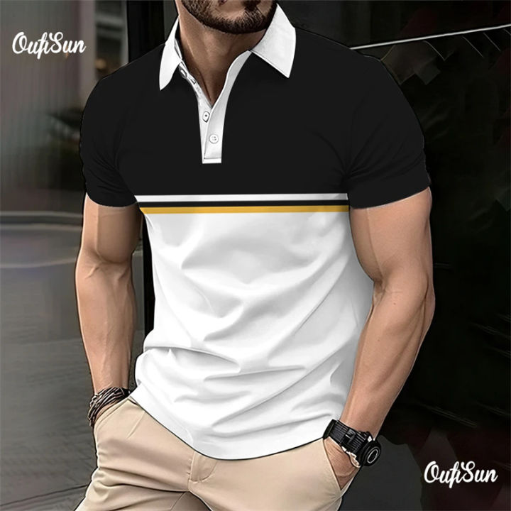 2024%20New%20Men's%20Polo%20Shirt%20Stripes%20Short%20Sleeve%20T-Shirts%20Casual%20Business%20Button%20Top%20Tees%20Summer%20Polo%20Shirts%20High%20Quality%20Clothes%20-%20Image%204