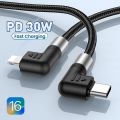 Double Elbow PD30W USB C Fast Charging Cable for iPhone 14 13 12 Pro Max Mobile Phone Origin Charger Cable Type-C Data Wire 2M.