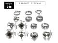 15 Pcs/sets Lotus Flower Black Rhinestone Vintage Antique Rings Sets for Women.