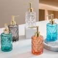 Glass Soap Dispenser with  Rust Proof Pump, Refillable Liquid Hand Soap Dispenser for Bathroom, Premium Kitchen handwash Dispenser (Clear)  Diamond Design. 