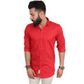 Men Solid Casual Spread Collar Shirt.