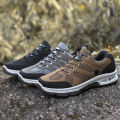 2024 Spring and Autumn New Outdoor Casual Shoes Men's Air Cushion Thick-soled Hiking Shoes Flying Weaving Fabric Cargo Shoes Sneakers. 