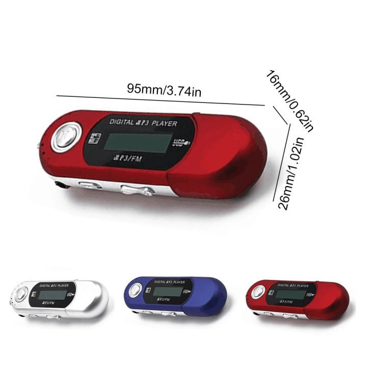 2 in 1 Mini MP3 Player Support 32G TF Card Small Flash Drive LCD Music Player with 3 5mm Audio Jack Home School Blue