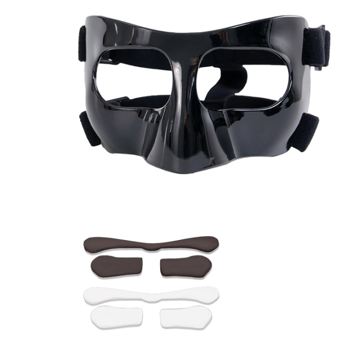 Sports Face Guard, Nose Guard for Broken Nose, Basketball Football Softball Training Face Protect Shield, Easy to Use Black Close