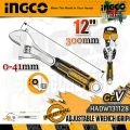 INGCO 12" Adjustable wrench With Unique design two tone soft handle HADW131128. 