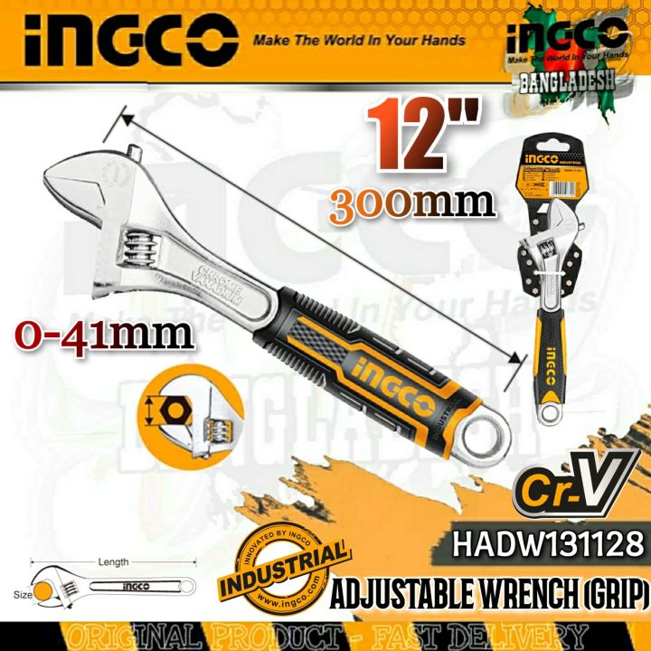 INGCO%2012"%20Adjustable%20wrench%20With%20Unique%20design%20two%20tone%20soft%20handle%20HADW131128%20-%20Image%202