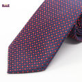 Matte Navy Blue & Red Embroidery Men Neck Tie.