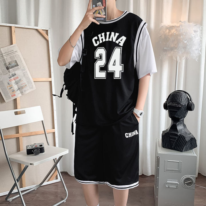 Sleeved%20Basketball%20Jersey%20Ice%20Silk%20Sports%20Suit%20Breathable%20Quick-Drying%20Loose%20Large%20Size%20Unisex%20Style%20Team%20Uniform%20National%20Fashion%20Shorts%20-%20Image%204