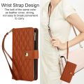 YM016 Rhombic Zipper Card Wallet Leather Phone Case with Lanyard For Google Pixel 8 Pro. 