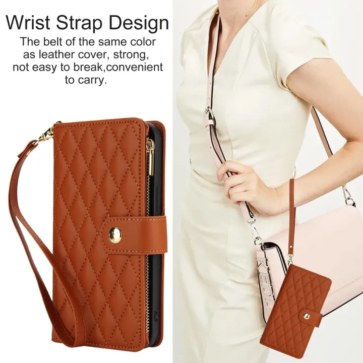YM016%20Rhombic%20Zipper%20Card%20Wallet%20Leather%20Phone%20Case%20with%20Lanyard%20For%20Google%20Pixel%208%20Pro%20-%20Image%207