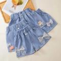 Summer Girls Kids Jeans 2024 New Casual Clothes Solid Baby Denim Pants Soft Girls Fashion Short Trousers for 3-10 Yrs Children.